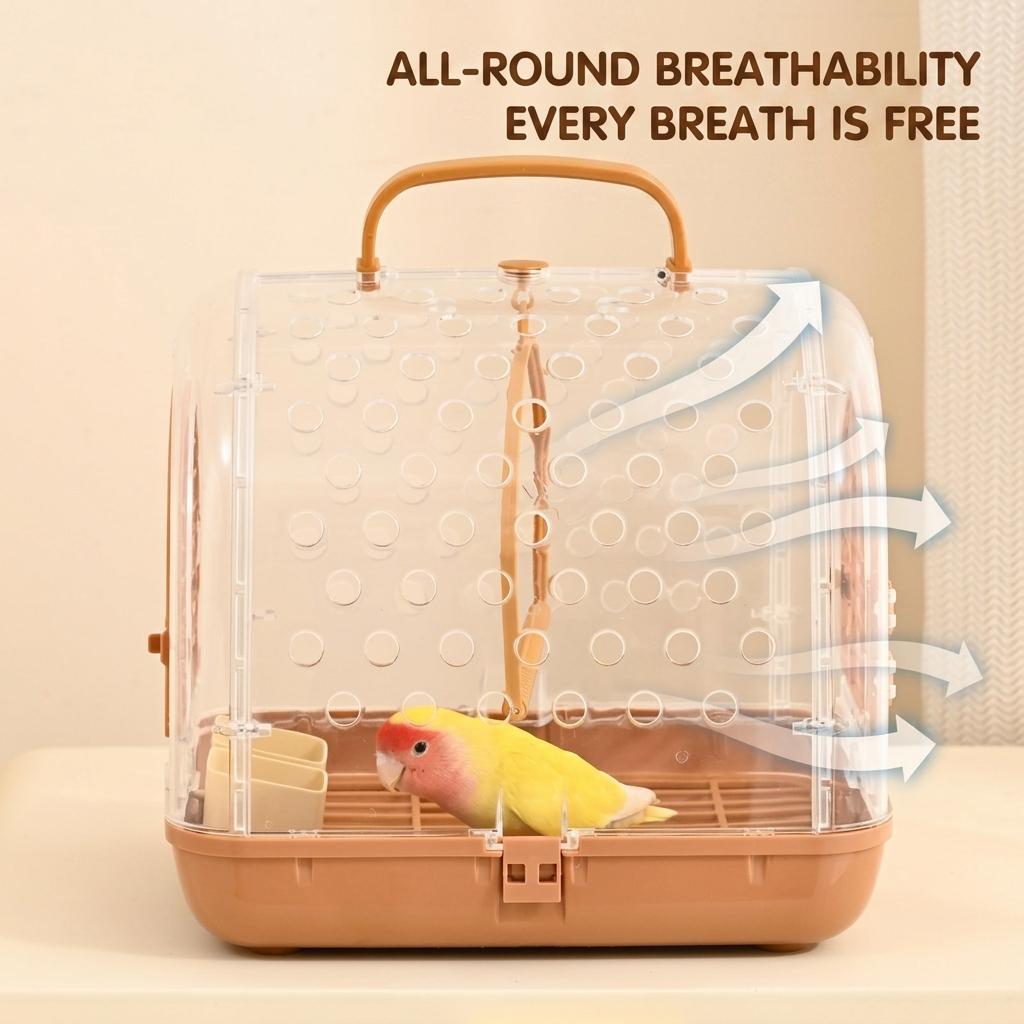 Plastic Parrot & Cockatiel Outdoor Portable Bird Cage with Warm-Keeping Carry-On Travel Bag