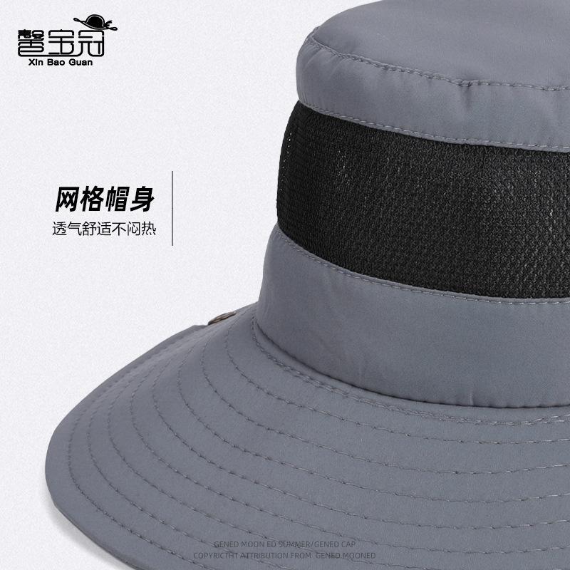 Summer mesh breathable bucket hat men's outdoor mountaineering fishing sun protection hat big brim foldable sun hat children