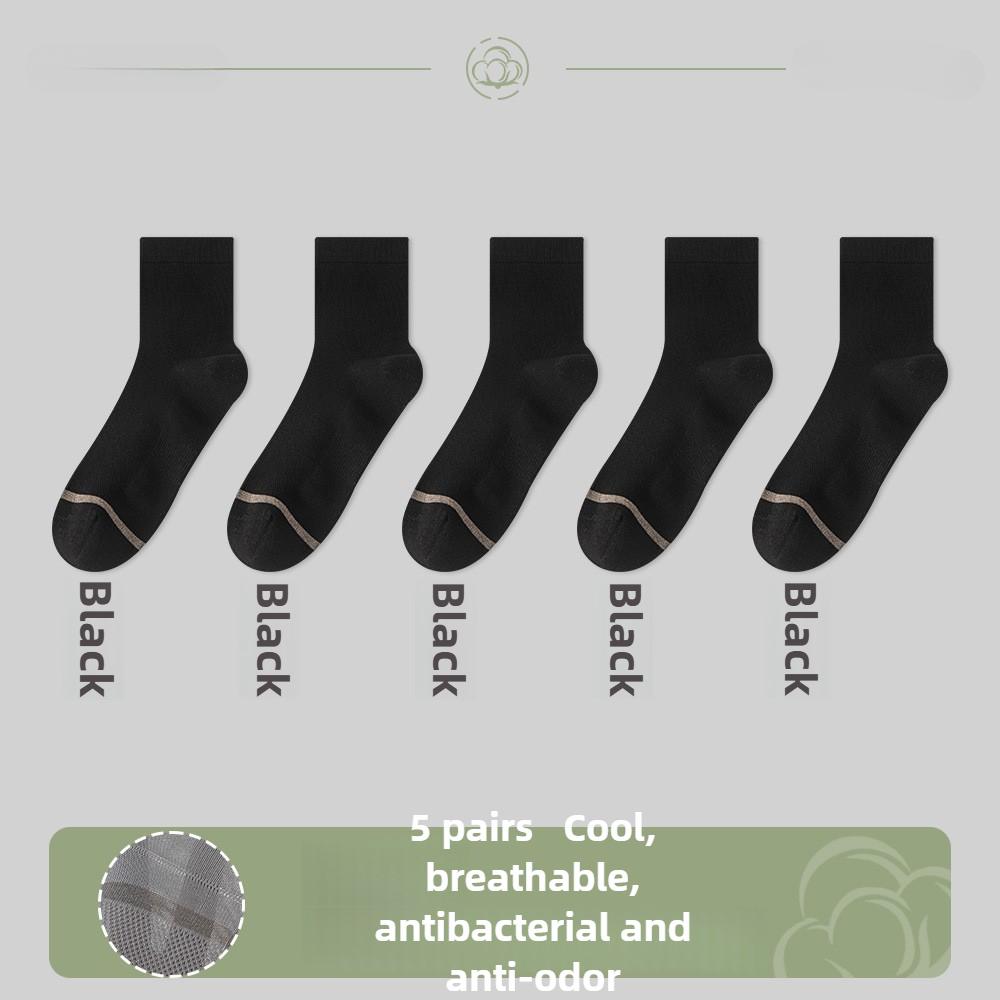5 Pairs of Men's Spring and Summer Business Net Eye Deodorant Wicker Boneless Tube Socks