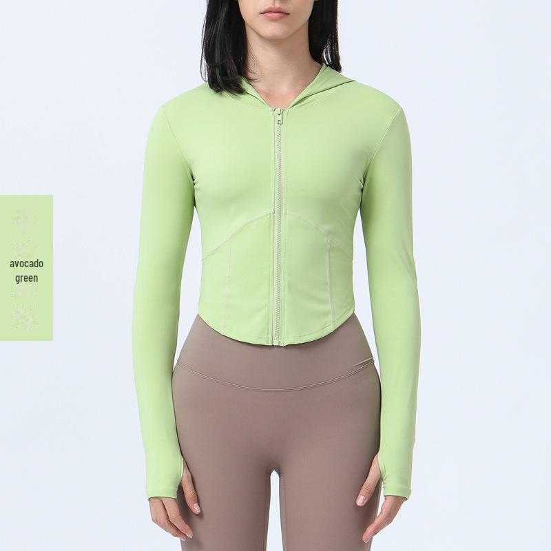 

Женская куртка для йоги с длинными рукавами на молнии и капюшоном - осенне-зимний фитнес-топ Small