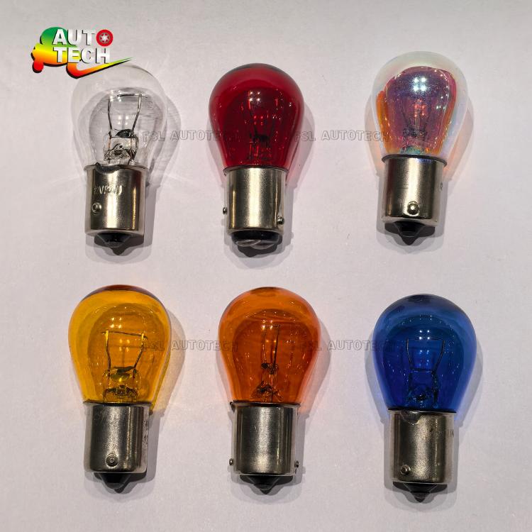 Wholesale S25 1156 1157 Bulb Motorcycle Turn Signal Light P21W BA15s BA15d Single Contact 12V 24V Halogen Mini Car Bulb