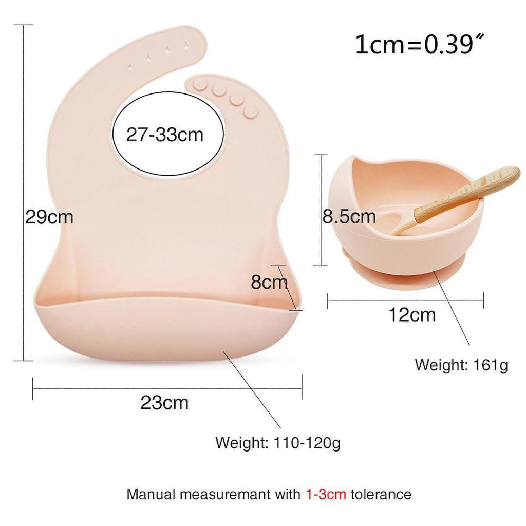 3-teiliges Baby-Fütterset mit Lätzchen, Saug Napf & Löffel, Rosa