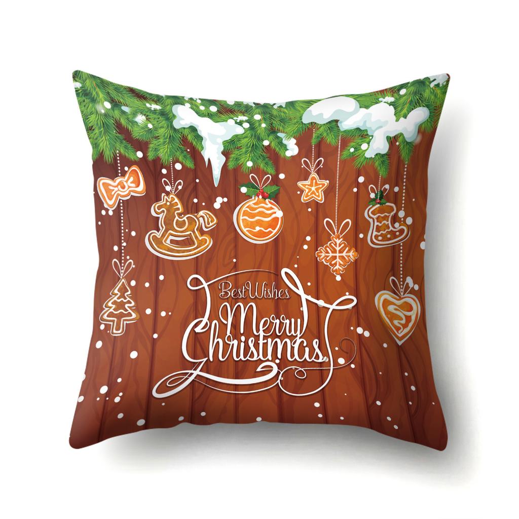Christmas-Themed Patterns Throw Pillow Cover With Short Plush Print For Living Room Sofa Decoration Cushion Cover Pillow Covers