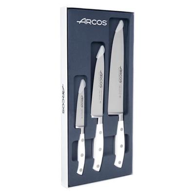 Knife Set - ARCOS - Riviera White - Forged Stainless Steel - 3 Knives - French Design