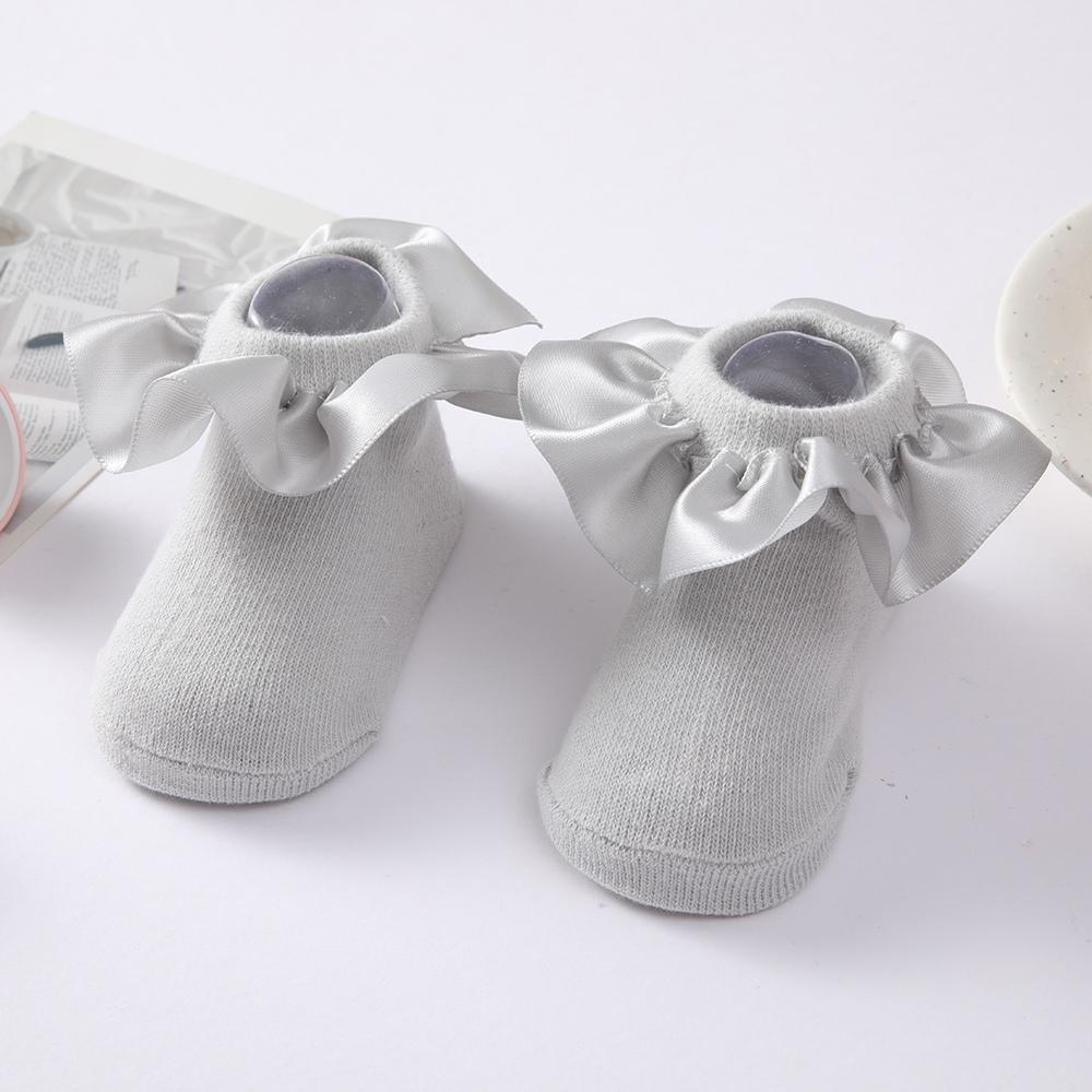 Baby Girl Socks Cotton Breathable Satin Ruffle Princess Knit Socks Children Ankle Short Socks Indoor Floor Socks