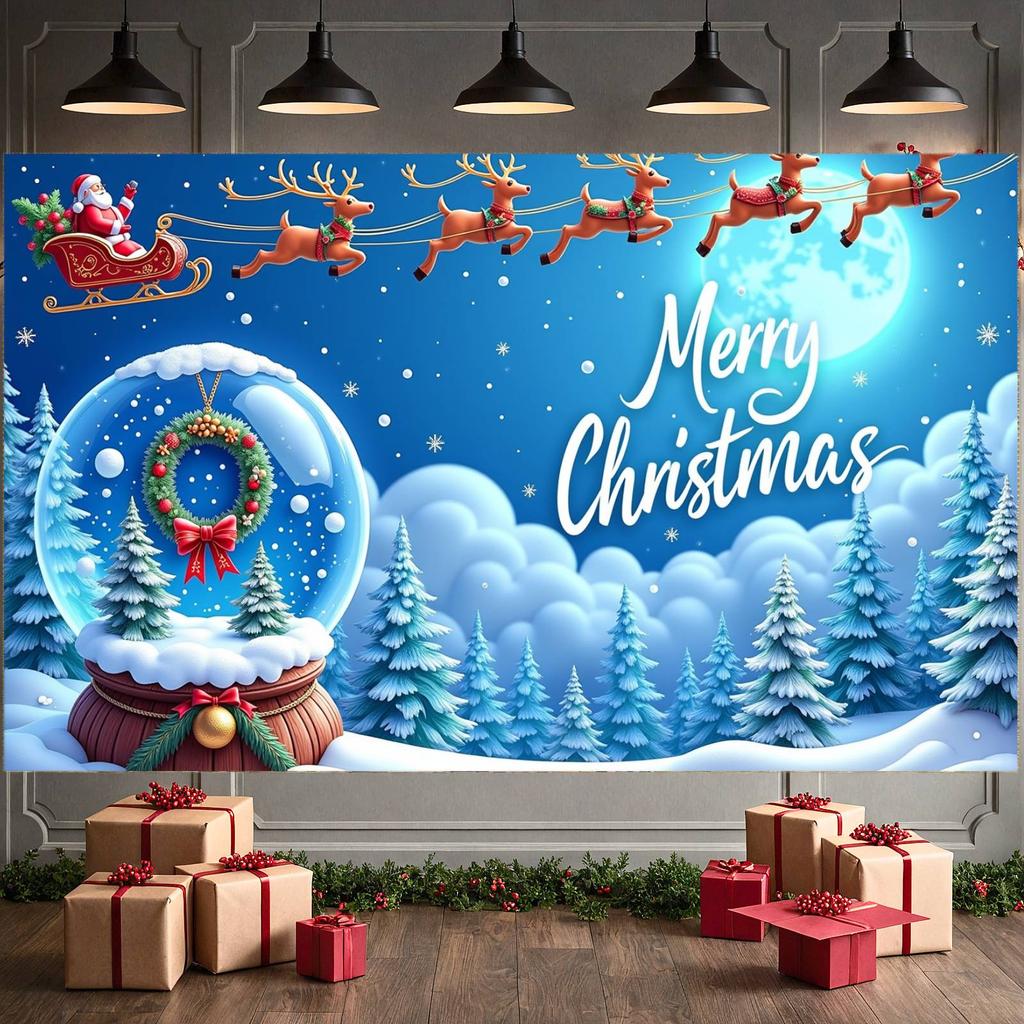 Weihnachtsmann Schlitten Banner Weihnachtsmann Design Weihnachtsfeier Banner Weihnachtsdekoration Banner Schneeflocken Deko Für Bürodekoration Shopping