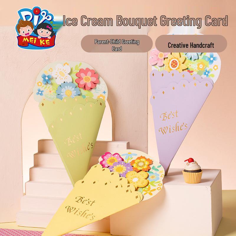 Teacher s Day DIY Ice Cream Flower Bouquet Card Craft Kit for Kids