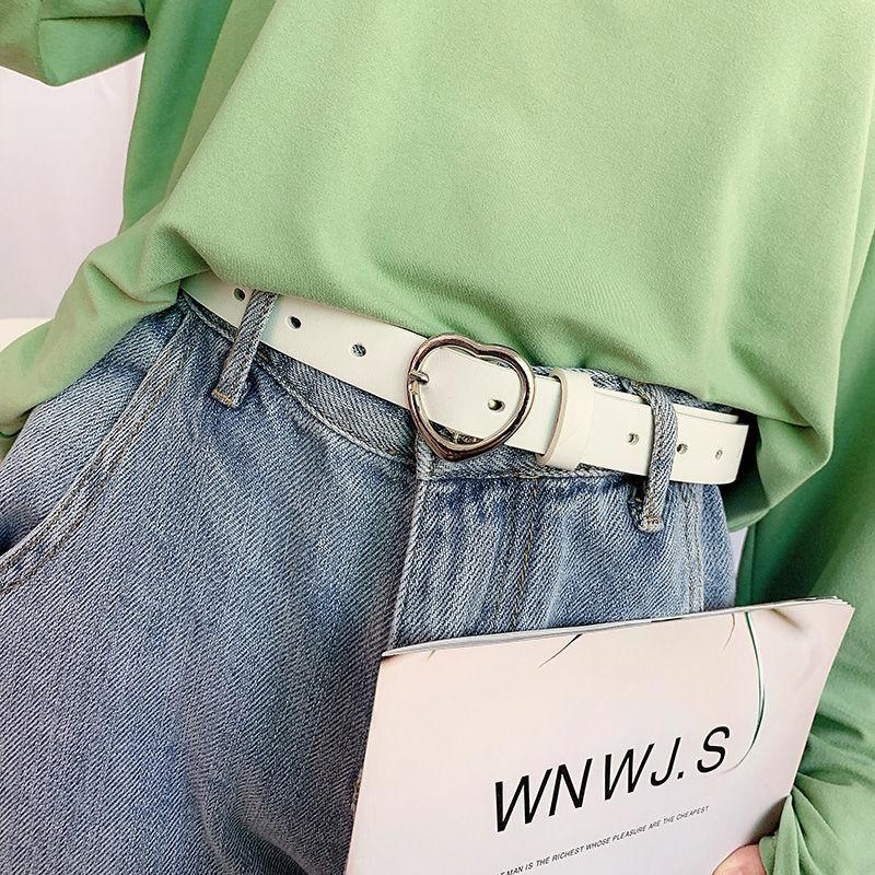 Sleek Versatile Womens Korean Circle Buckle Denim Belt Crafted From Quality Pu Style For