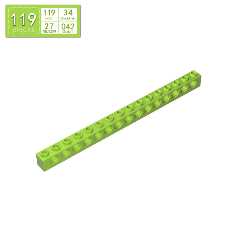 

BRICKE 1x16 Brick with 15 Holes, Compatible with Lego 3703, MOC DIY Building Blocks. 50g (~8pcs) трава зеленый