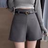 Black High-Waist A-Line Bootcut Suit Shorts for Women - Autumn/Winter Korean Style Casual Pants