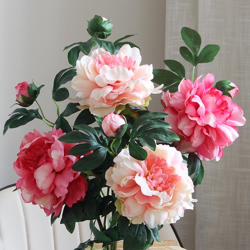 Artificial Peony Silk Flower Arrangement for Living Room and Dining Table Decor