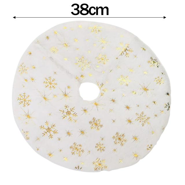 

60/38cm Snowflake Christmas Tree Skirt Plush Cloth Xmas Trees Mat Gold Snowflake Star Carpet New Year Home Party Decor Supplies 1pc