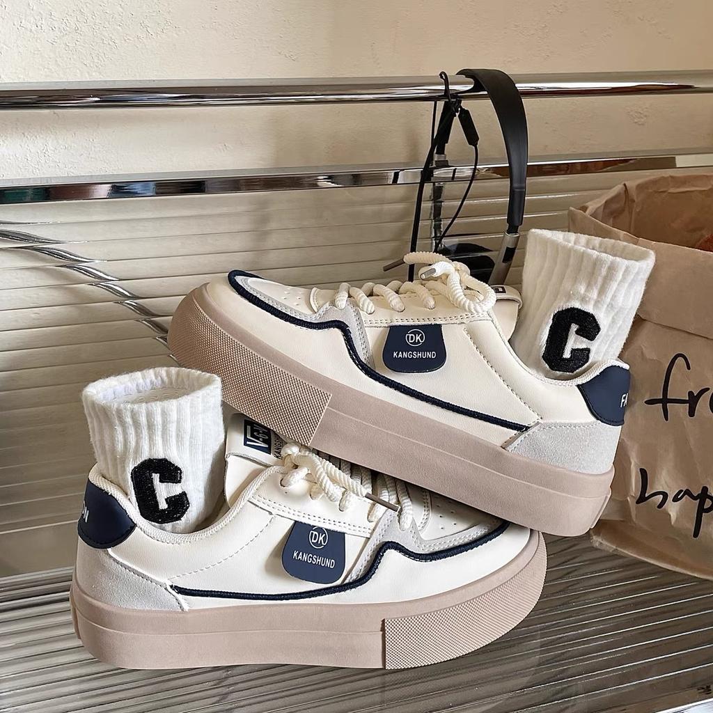 Little White Shoes Women's Summer Spring and Autumn 2025 New Thick-soled Versatile Sports and Leisure Shoes with Skirts Retro Lace-up Board Shoes