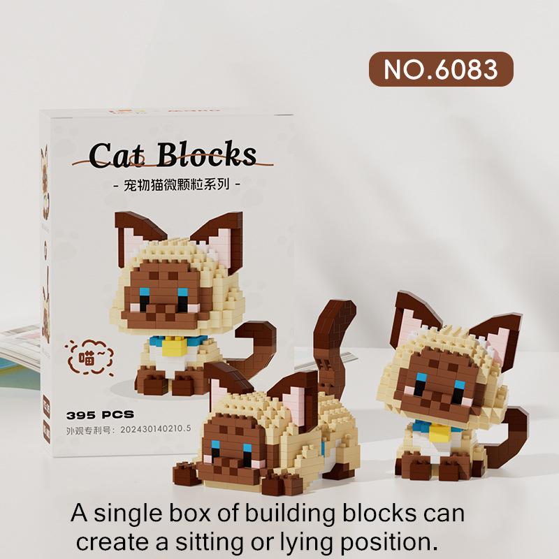 Micro Particle Building Blocks Cute Pet Cat Series Cute Diy Assembled Toys Orange Cat Black Cat Gift Children's Puzzle Gift