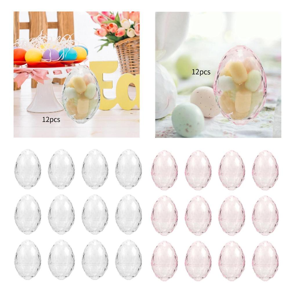 12Pcs Clear Eggs, Fillable Easter Eggs Home Decorations Games Hunt Supplies