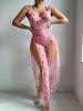 Set Lingerie Pigiameria Taglie Forti Europee e Americane Stampato Senza Schiena