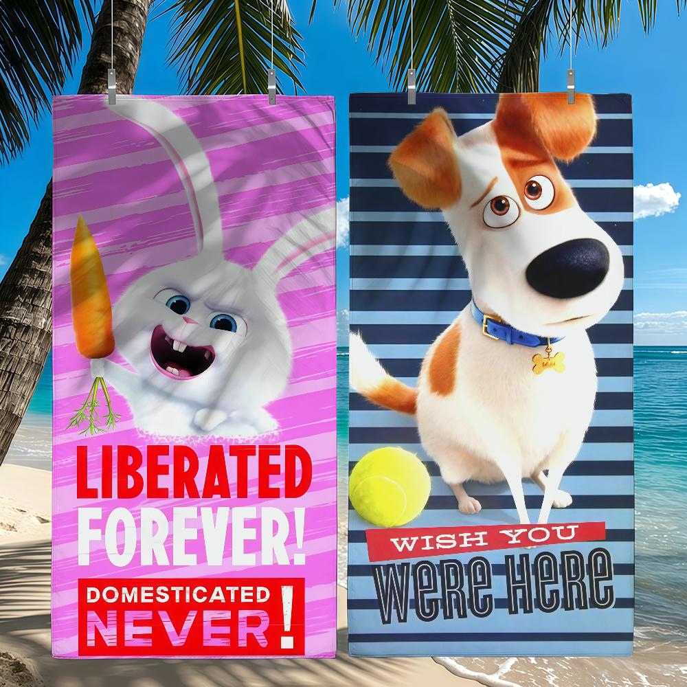 Cartoon THE S-SECRET LIFE OF P-PETS Towel Beach Shower Bath Travel Lightweight Skin Friendly for Pool Camping Cruise Summer