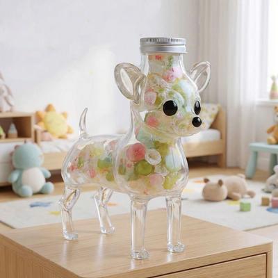 Glass Chihuahua Candy Jar Transparent Decorative Chihuahua Dog Treat Jar Airtight with Lid Food Storage Container Dining Area