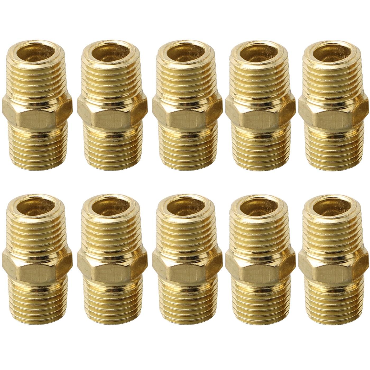 

10pcs Air Line Hose Compressor Connector 1/4in For BSP Male To Male Brass Pipe Adapter Connector 1/4 For BSP Male To Male