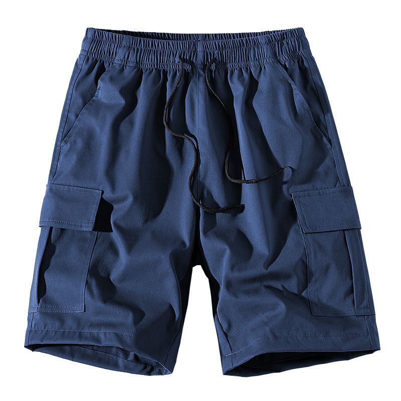 Men s All Match Relaxed Fit Elastic Waist Casual Shorts M темно-синий