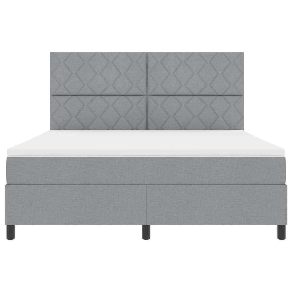 Box Spring Bed with Headboard Light Gray 180 x 200 cm Fabric