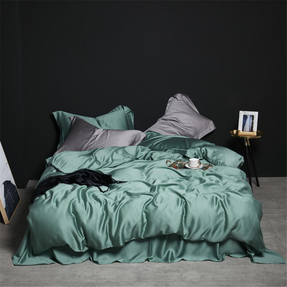 Liv-Esthete Pure White 100% Silk Bedding Set Healthy Silky Luxury Queen King Duvet Cover Flat Sheet Pillowcase Bed Linen Set