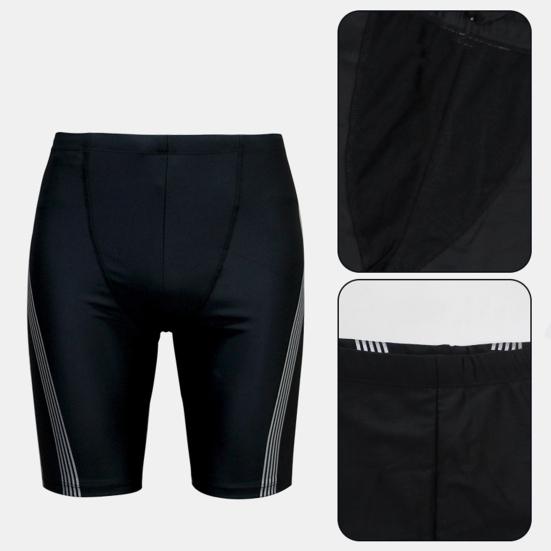 Herren Badeshorts Wassersport Oberteil O-Ausschnitt Kurzarm Slim Fit Elastisch Atmungsaktiv Schnelltrocknend Gestreift Knielange Hose Surfen Waten Sport