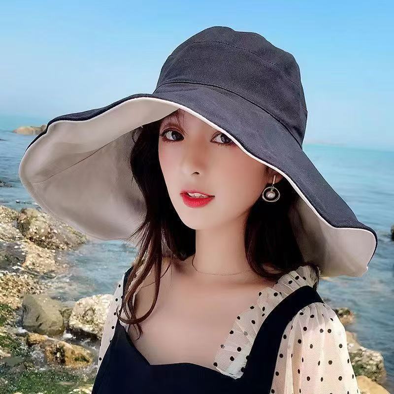 

New big eaves fisherman hat face covering sun protection hat women s summer UV protection sun hat foldable sun hat One size fits all