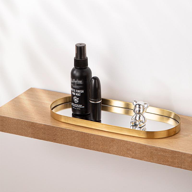 Nordic Light Luxury Jewelry & Cosmetics Storage Tray with Mirror for Desktop Decor and Aromatherapy