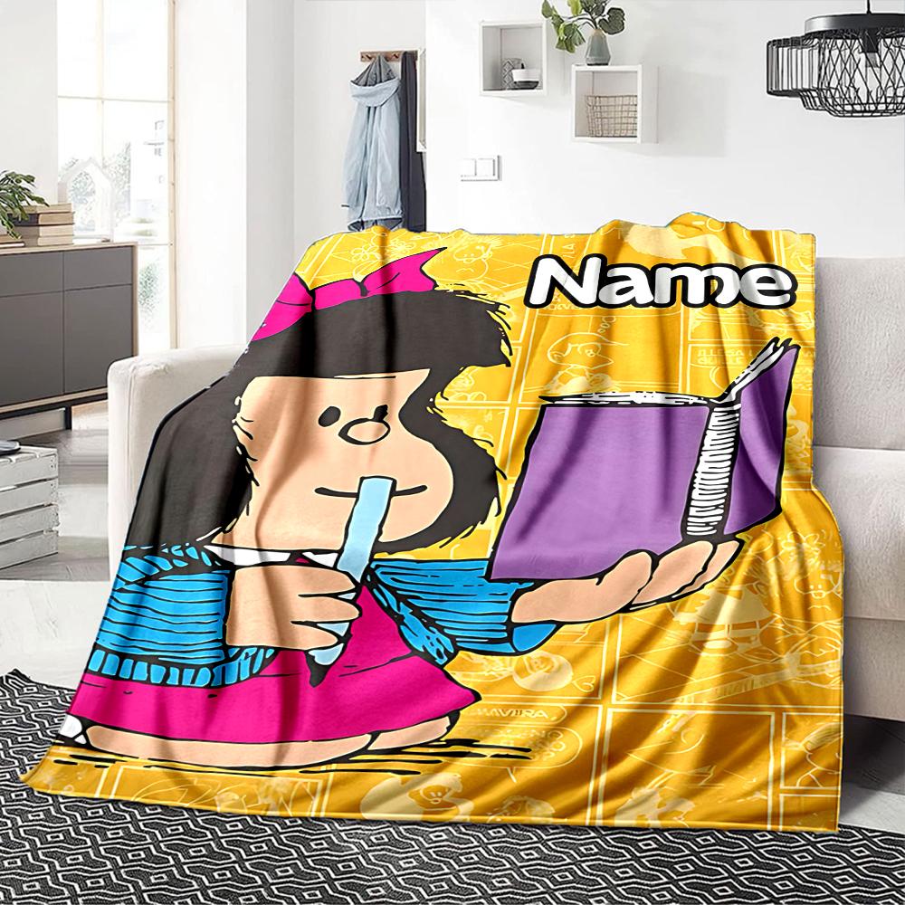 Custom Name Mafalda'S Adventures Party Blanket For Couch Bed Plush Cozy Fuzzy Blanket Super Soft Warm Blankets For Fall And Winter 091626
