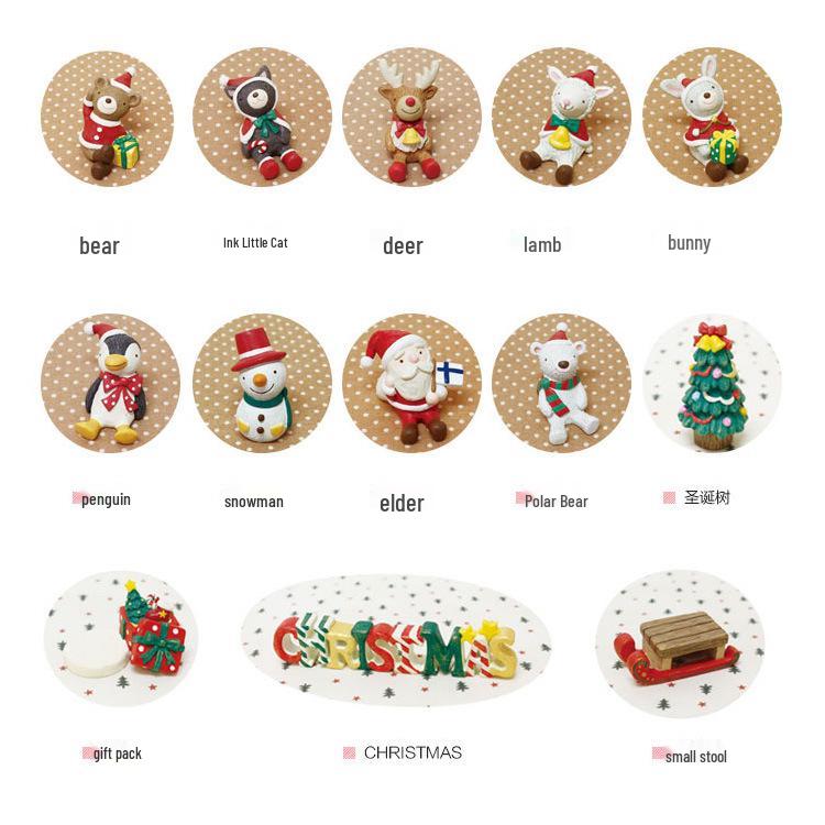 Handmade Santa Claus & Reindeer Sleigh Resin Desktop Ornaments