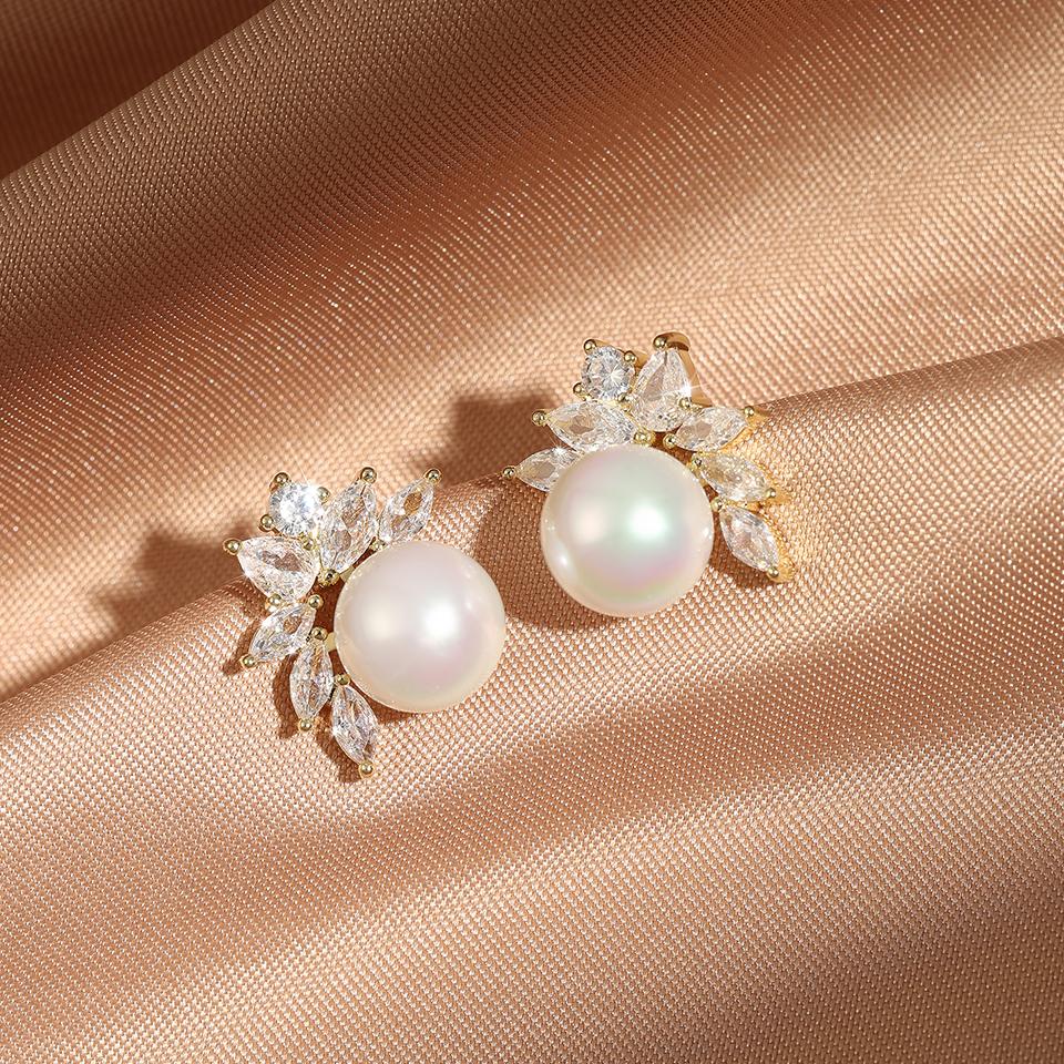 ZAKOL Exquisite Sparkling Zircon Imitation Zircon Stud Earrings for Women Girls Cute Sweet Unique Design Bridal Wedding Zircon