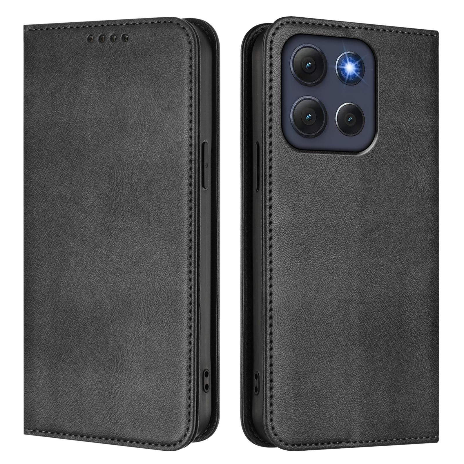 

For Motorola Moto G86 5G Wallet Cases Retro Texture RFID Blocking Leather Phone Cover Black