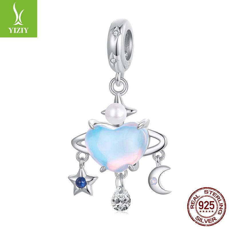 925 Silver Beads Children'S Fun Creative Blue Planet Interstellar Tour Series Diy Beaded Bracelet Accessories