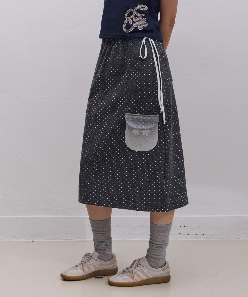Ebeulisi Dot Pocket Sweat Skirt (Gray)