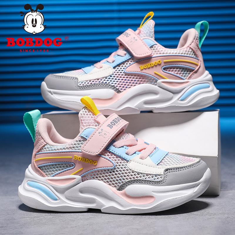 Babudou children's shoes, girls' sports shoes, new summer breathable mesh sneakers for kids, medium and large sizes, casual single-mesh shoes