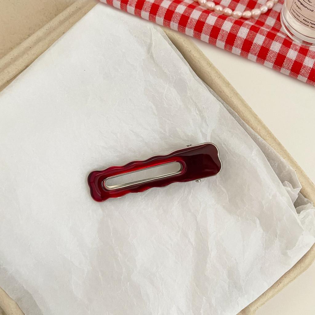 Alloy Encore Red Hair Clip Women's New Irregular Forehead Broken Hair Duckbill Clip Hair Accessories