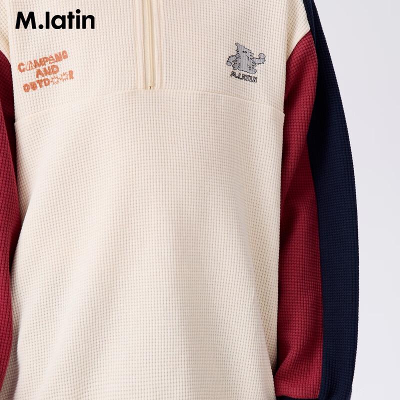 M.Latin Kids' Color-Blocked Waffle Stand-Up Collar Sweatshirt