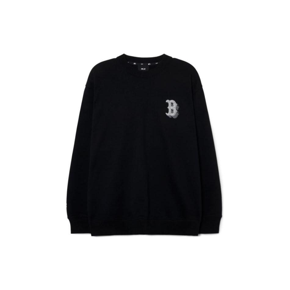 MLB Boston Red Sox Letter Logo Printed Crewneck Sweatshirt Unisex Sweatshirt Black 3AMTM0131-43BKS