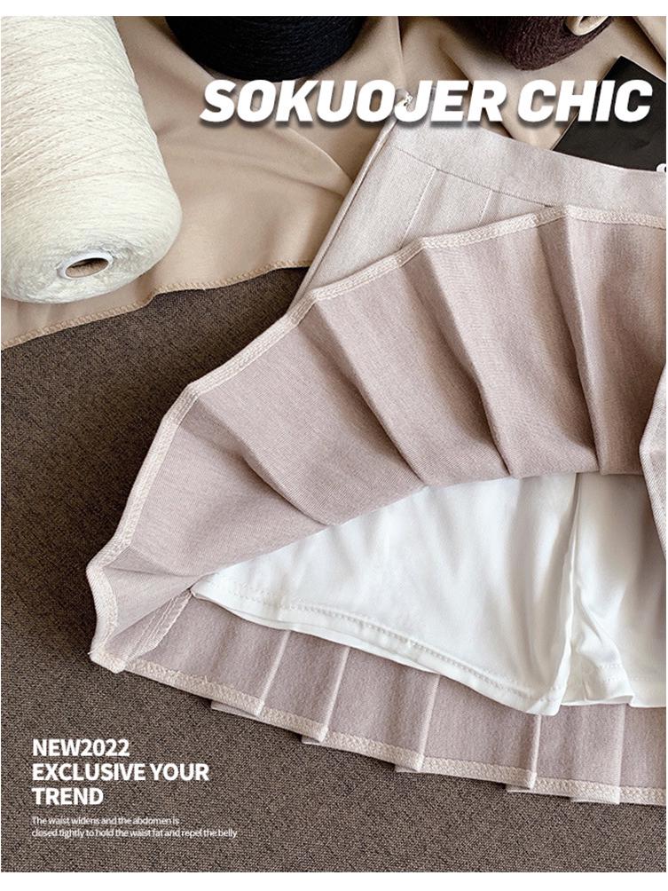 Women's High-Quality Black Wool Blend A-Line Pleated Skirt - Thick, High-Waisted, Slimming, Plus Size, Short Length for Autumn & Winter.