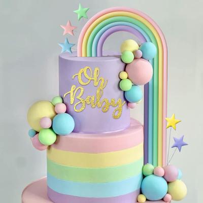 Multicolored Rainbow Arch Cake Topper - Soft Rubber, No Power Needed, Feather-Free, Perfect for Birthday Party Decorations
