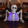 Horror Party Props Halloween Skull Candle Lantern with Color Changing LED Lights, Realistic Night Light Bone Texture Flameless Lamp for Indoor
