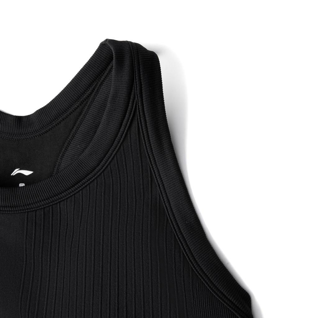 Li Ning Fitness Series Sleeveless Compression Yoga Stretch Sports Tank Top Women Tops Black AUDV020-1