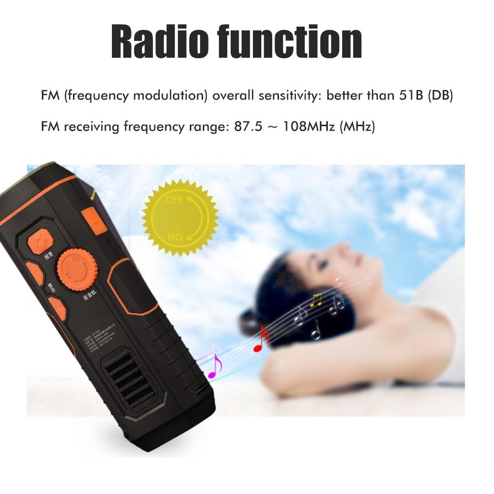 Portable Emergency Radio Hand Crank Flashlight with Radio Multifunctional Power Bank SOS Alarm Rechargeable for Home
