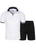 Men's Summer Short Sleeve Polo Shirt & Shorts Set - Fashion Lapel Color Contrast Casual Sportswear