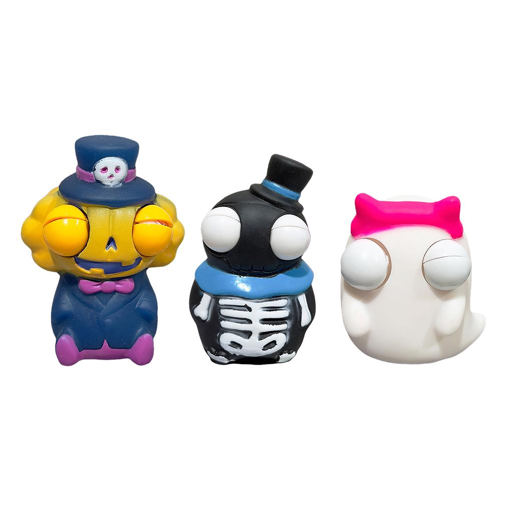Novelty Eyes Popping Prank Halloween Theme Squeeze Toy Novelty Gag Table Toy Decompressing Pinch Stress Toy Skeleton
