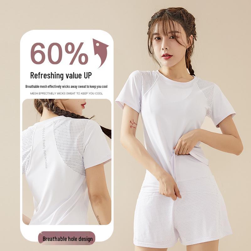 Women's Quick-Dry Reflective Yoga & Running Set - Spring/Summer Thin, Anti-Exposure, Loose Two-Piece