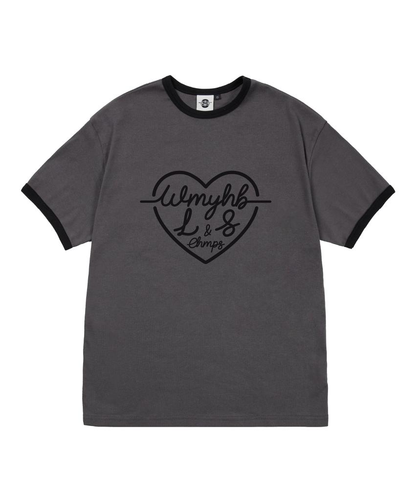 BORN CHAMPS [5 Colors] Heart L&S Women'S Fleece Ringer Short Sleeve T-Shirt B25St52