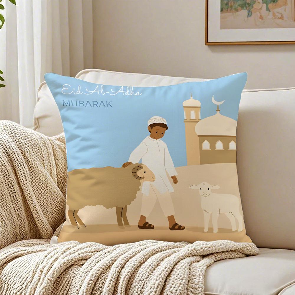 Fashion Daily Life E-Eid Al-Adhas Cushion Cover Linen Pillowcase Soft For Sofa Bed Home Room Decor