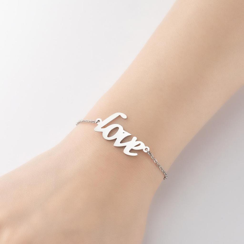 2024 European Retro Gothic Angel 'Babygirl' Love Letter Bracelet for Couples